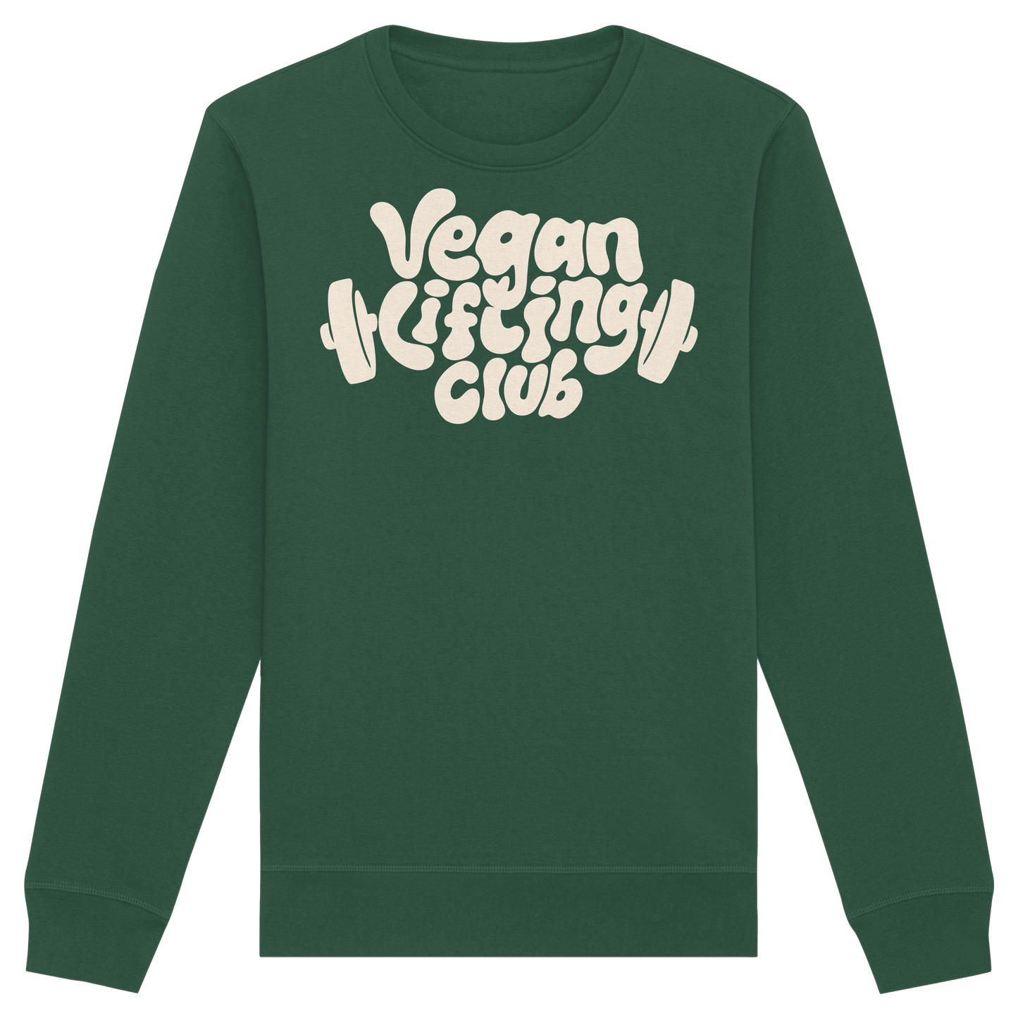 Green Sweater with Vegan Lifting Club Front Print – Plant-based Streetwear