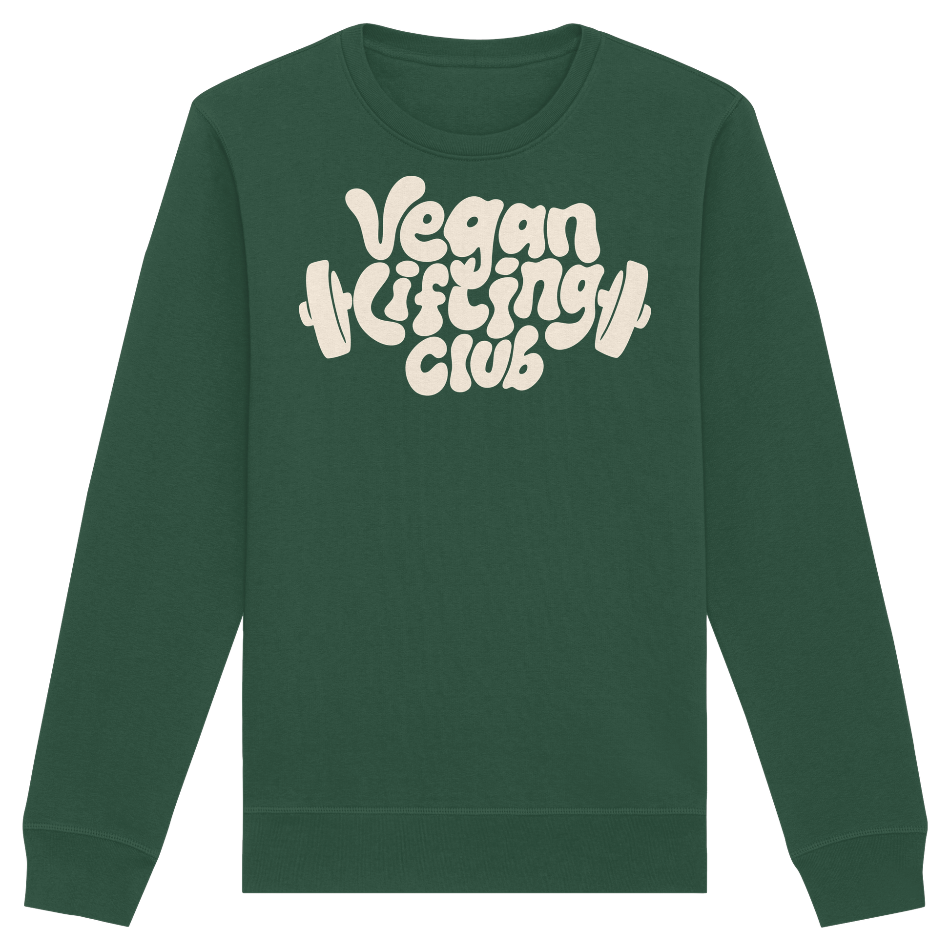 Green Sweater with Vegan Lifting Club Front Print – Plant-based Streetwear
