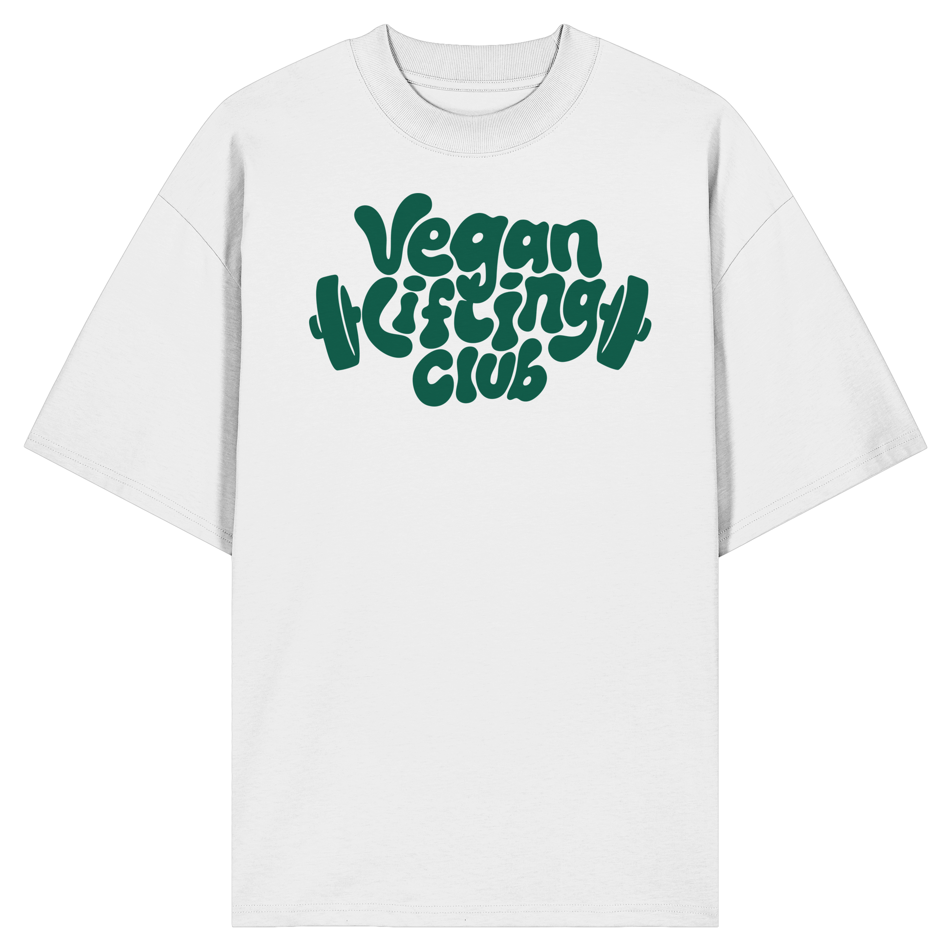 White Oversized T-Shirt with Vegan Lifting Club Front Print – Vegan Gains Streetwear
