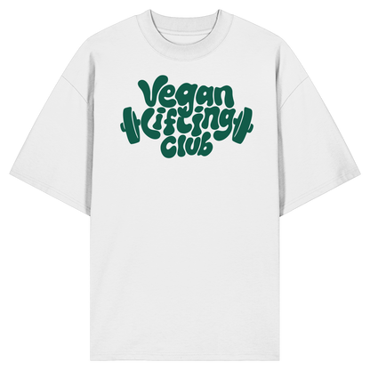 White Oversized T-Shirt with Vegan Lifting Club Front Print – Vegan Gains Streetwear